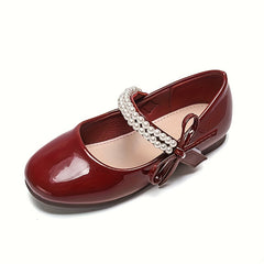 Girls Rhinestone Bow Ballet Shoes Lightweight Non Slip Dress Shoes