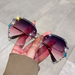 Rhinestone Gradient Sunglasses UV400 for Women