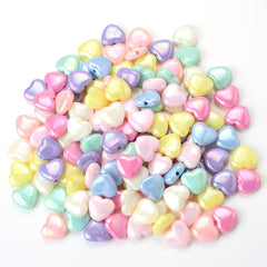 50pcs AB Charms Heart Acrylic Beads Spacer Beads for Jewelry Making DIY Craft