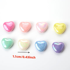 50pcs AB Charms Heart Acrylic Beads Spacer Beads for Jewelry Making DIY Craft