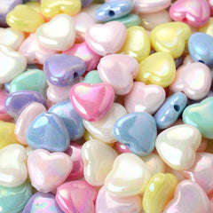 50pcs AB Charms Heart Acrylic Beads Spacer Beads for Jewelry Making DIY Craft