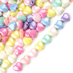 50pcs AB Charms Heart Acrylic Beads Spacer Beads for Jewelry Making DIY Craft