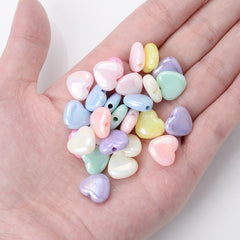50pcs AB Charms Heart Acrylic Beads Spacer Beads for Jewelry Making DIY Craft