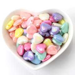 50pcs AB Charms Heart Acrylic Beads Spacer Beads for Jewelry Making DIY Craft