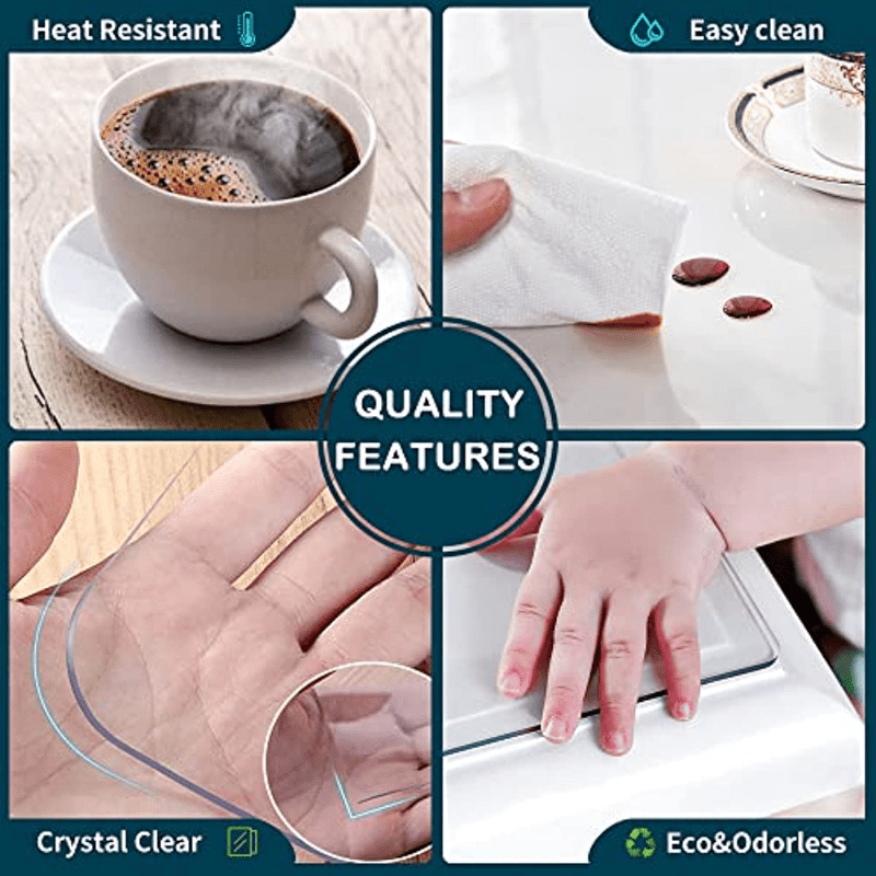 Heat Resistant Clear Vinyl Blotter Mat Table Protector Easy Clean Durable PVC
