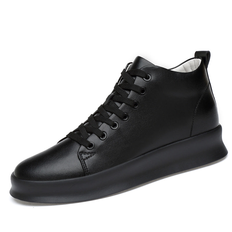 Men's Solid High Skate Shoes Lace Up Sneakers Height Increasing Elevator Shoes