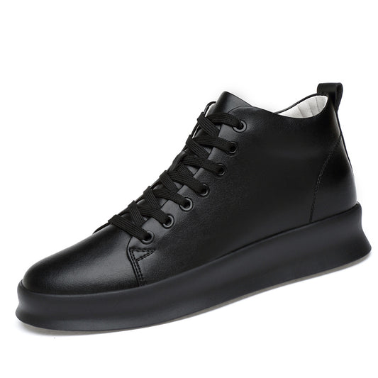 Men's Solid High Skate Shoes Lace Up Sneakers Height Increasing Elevator Shoes