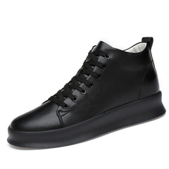 Men's Solid High Skate Shoes Lace Up Sneakers Height Increasing Elevator Shoes