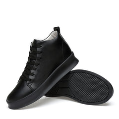 Men's Solid High Skate Shoes Lace Up Sneakers Height Increasing Elevator Shoes