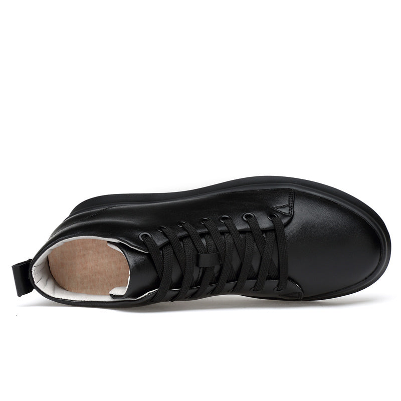 Men's Solid High Skate Shoes Lace Up Sneakers Height Increasing Elevator Shoes