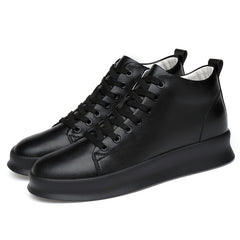 Men's Solid High Skate Shoes Lace Up Sneakers Height Increasing Elevator Shoes