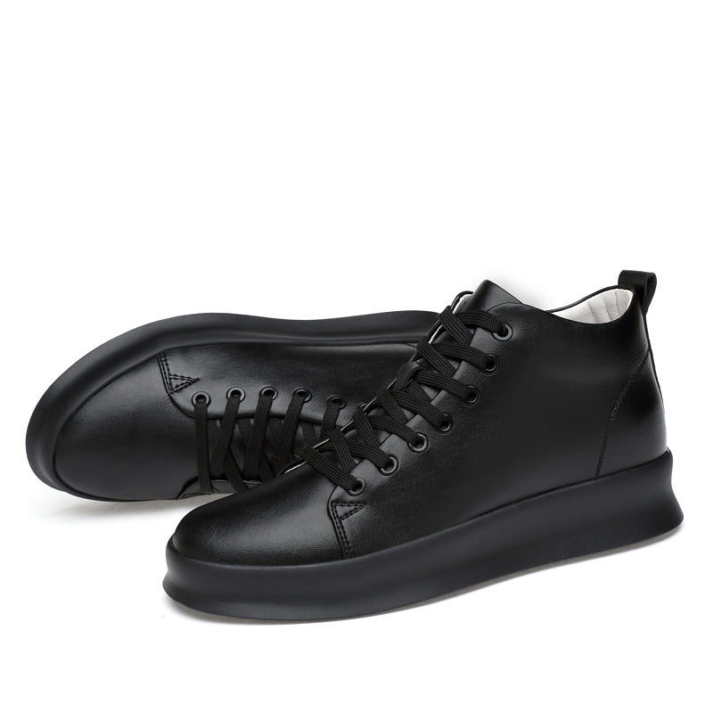 Men's Solid High Skate Shoes Lace Up Sneakers Height Increasing Elevator Shoes
