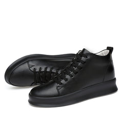 Men's Solid High Skate Shoes Lace Up Sneakers Height Increasing Elevator Shoes