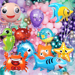 5pcs 16 Inch Mini Marine Animals Aluminum Balloon