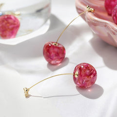Geometric Cherry Long Drop Earrings for Party Wear