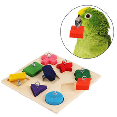 Wooden Puzzle Toys for Birds Colorful Blocks to Train Parrot