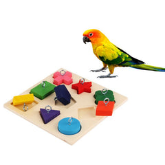 Wooden Puzzle Toys for Birds Colorful Blocks to Train Parrot