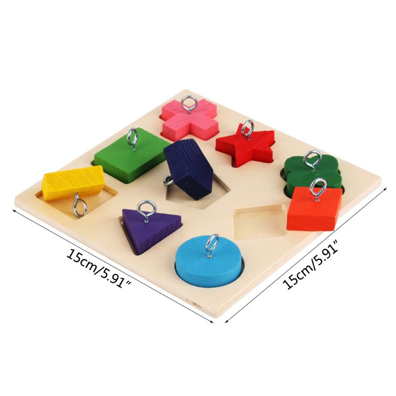 Wooden Puzzle Toys for Birds Colorful Blocks to Train Parrot