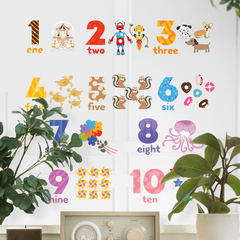 Cartoon Math Number Charts Wall Stickers for Nursery Kids Room