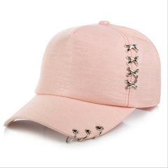 Metal Cross Iron Ring Duck Tongue Baseball Cap Unisex Sun Hat