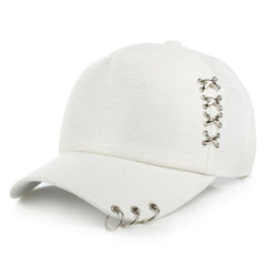 Metal Cross Iron Ring Duck Tongue Baseball Cap Unisex Sun Hat