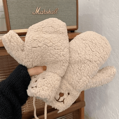 Winter Girls Bear Claw Gloves Plush Warm Hand Guards for Women