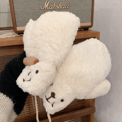 Winter Girls Bear Claw Gloves Plush Warm Hand Guards for Women