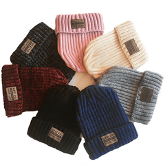 Knitted Beanie Matching Round Top Thick Hat Winter Outdoor Hiking&Travel Warm