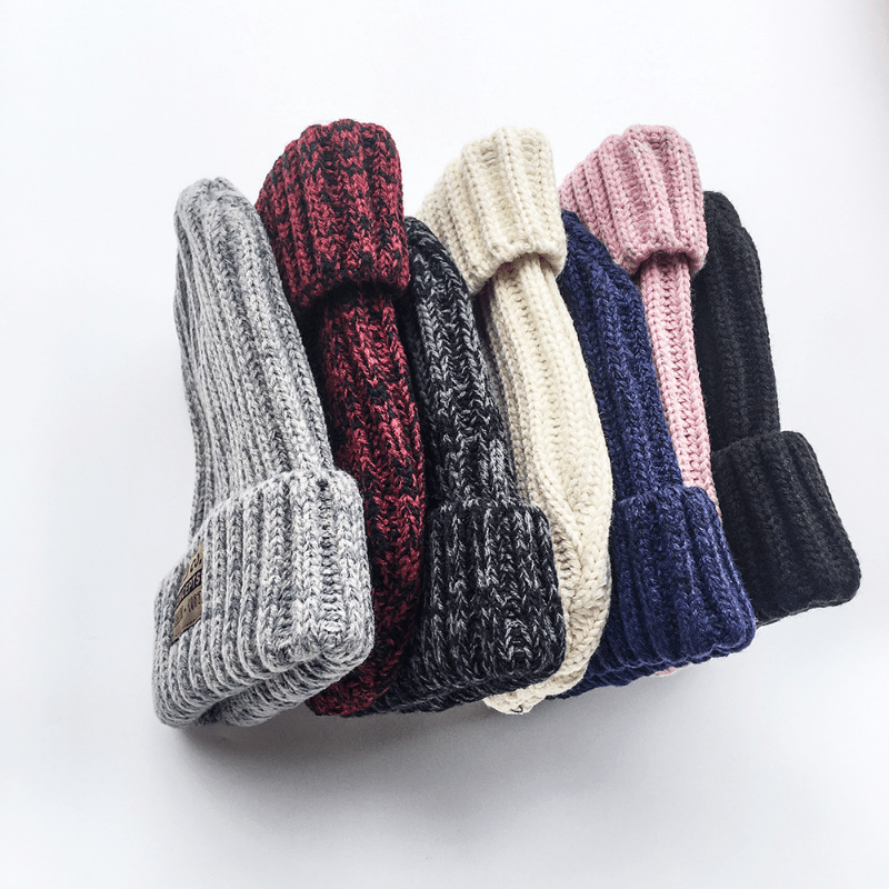 Knitted Beanie Matching Round Top Thick Hat Winter Outdoor Hiking&Travel Warm