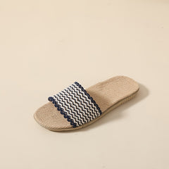 Women's Wavy Striped Print Flat Slippers Open Toe