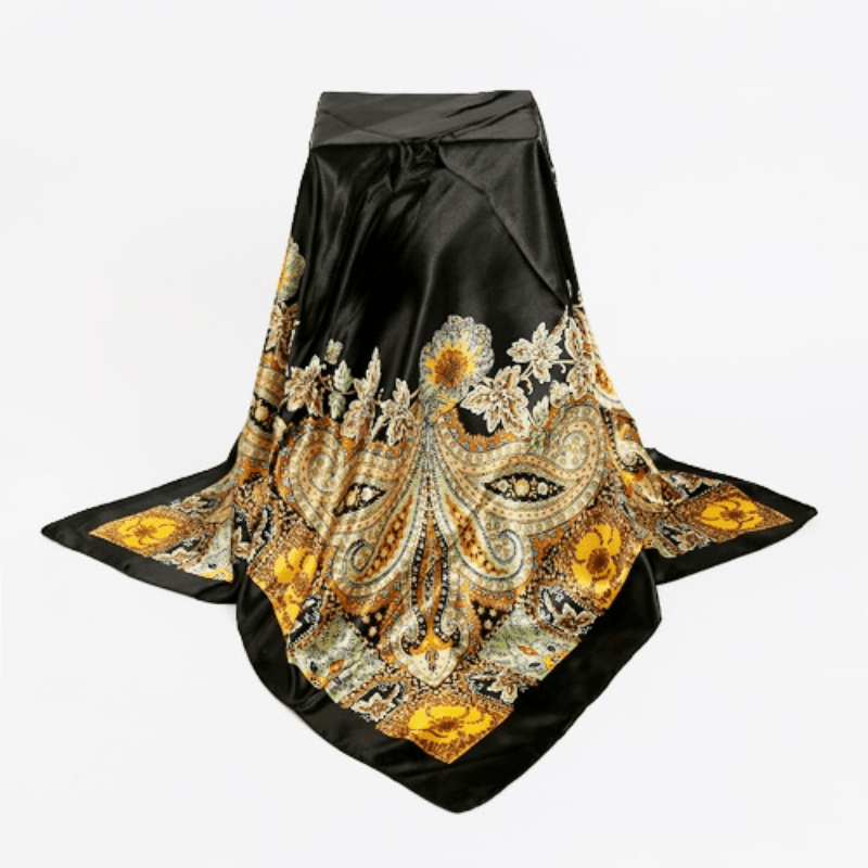 Silk Square Printed Scarf Turban Satin Shawl Ladies Accessory
