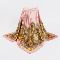 Silk Square Printed Scarf Turban Satin Shawl Ladies Accessory
