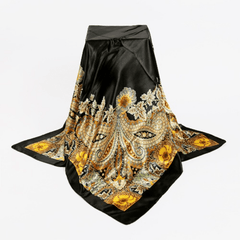 Silk Square Printed Scarf Turban Satin Shawl Ladies Accessory