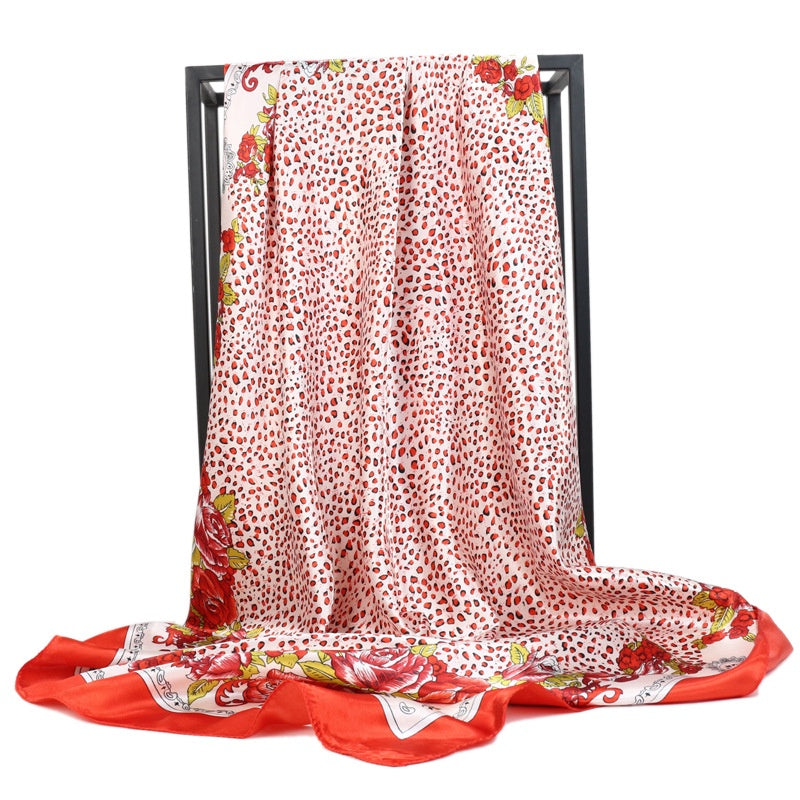 Silk Square Printed Scarf Turban Satin Shawl Ladies Accessories