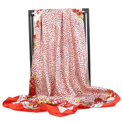 Silk Square Printed Scarf Turban Satin Shawl Ladies Accessories