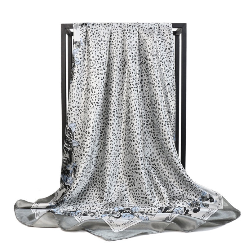Silk Square Printed Scarf Turban Satin Shawl Ladies Accessories