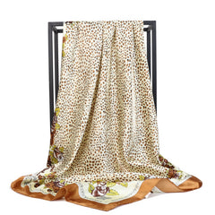 Silk Square Printed Scarf Turban Satin Shawl Ladies Accessories