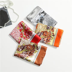 Silk Square Printed Scarf Turban Satin Shawl Ladies Accessories