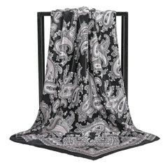 Simulated Silk Square Printed Scarf Turban Ladies Accessories Satin Shawl
