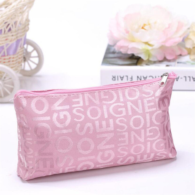 Letter Detail Cosmetic Bag Cosmetic Organizer Versatile Travel Toiletry Bag