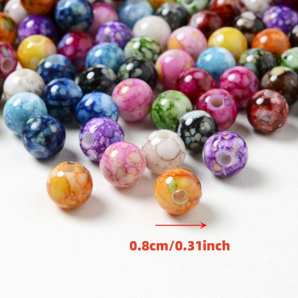 100PCS 8mm Cracked Acrylic Beads for Jewelry Making DIY