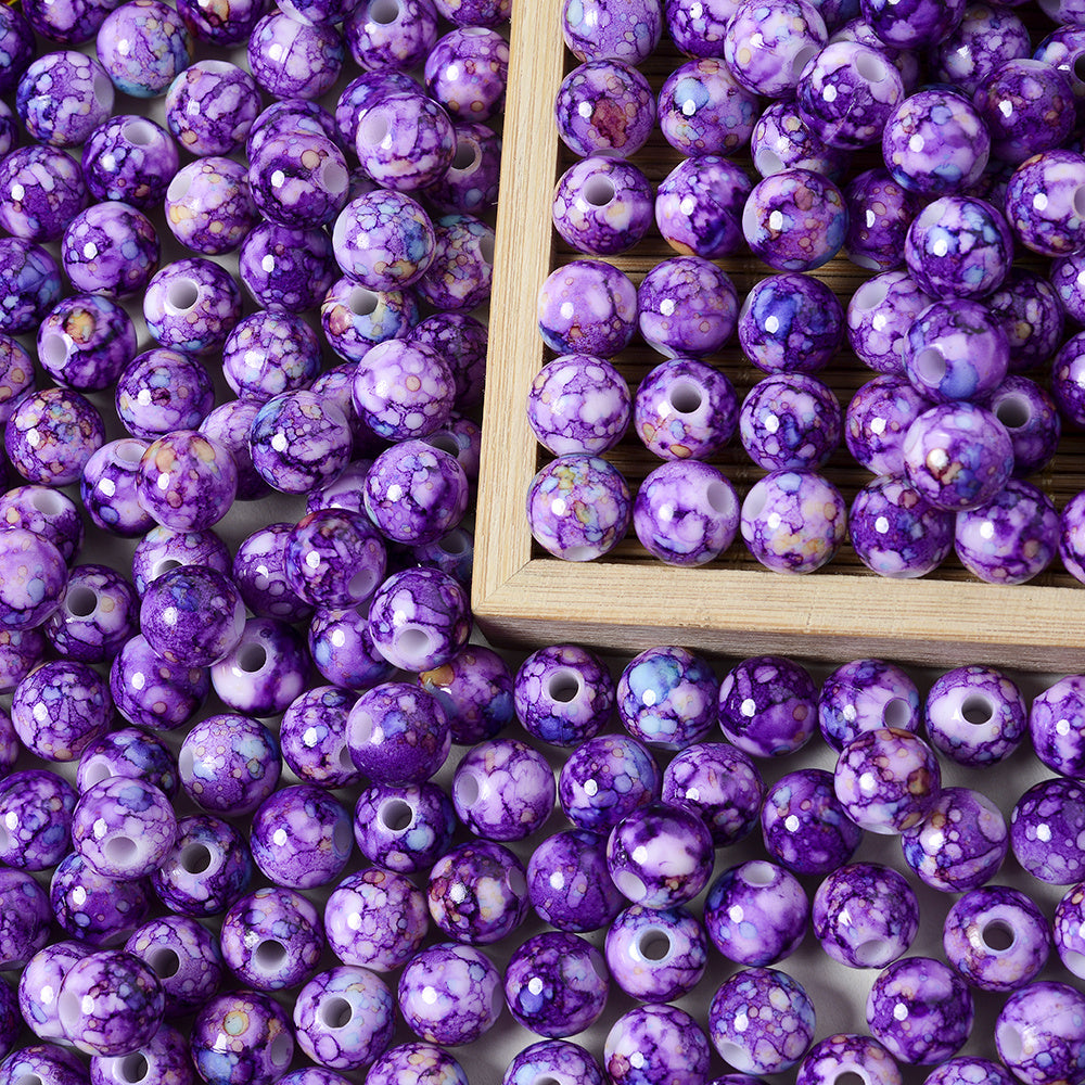 100PCS 8mm Cracked Acrylic Beads for Jewelry Making DIY