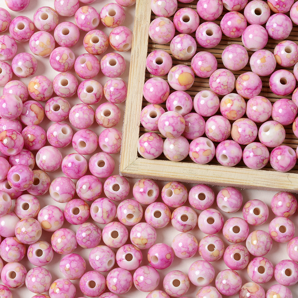 100PCS 8mm Cracked Acrylic Beads for Jewelry Making DIY