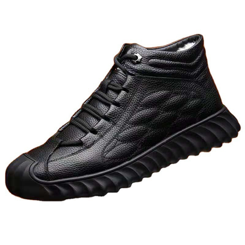 Men's Snow Boots Warm Fleece Cozy Ankle Boots Plush Outdoor Hiking Shoes Winter