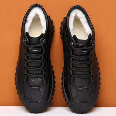 Men's Snow Boots Warm Fleece Cozy Ankle Boots Plush Outdoor Hiking Shoes Winter