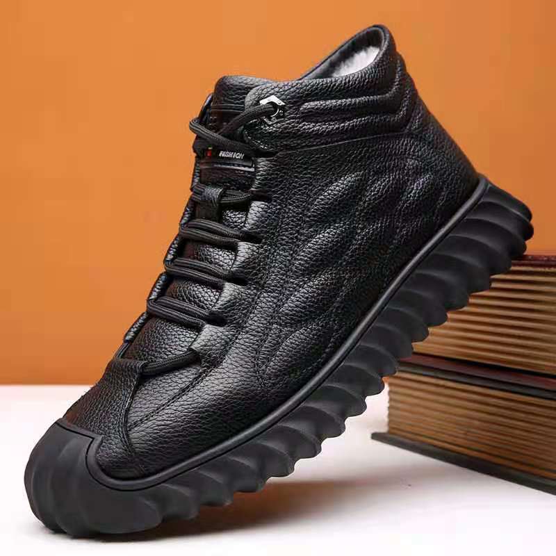 Men's Snow Boots Warm Fleece Cozy Ankle Boots Plush Outdoor Hiking Shoes Winter