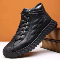 Men's Snow Boots Warm Fleece Cozy Ankle Boots Plush Outdoor Hiking Shoes Winter