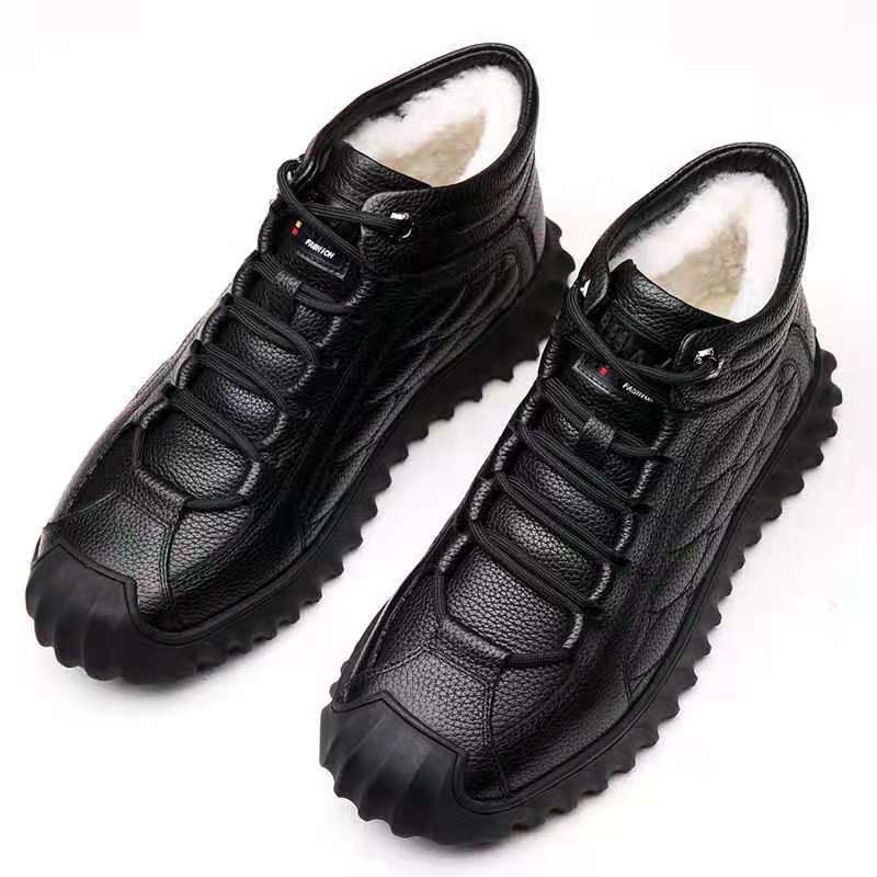 Men's Snow Boots Warm Fleece Cozy Ankle Boots Plush Outdoor Hiking Shoes Winter