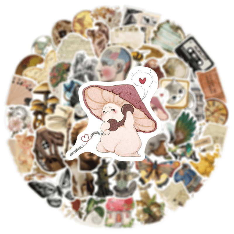 100pcs Retro Art Doodle Stickers Waterproof