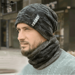 Thickened Woolen Knitted Hat Scarf Set for Winter Cold